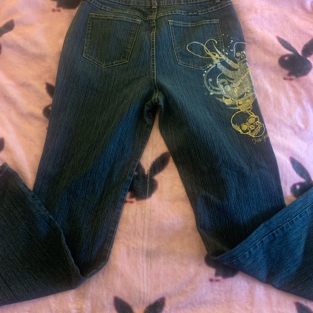Women's Blue Jeans with Skull Design